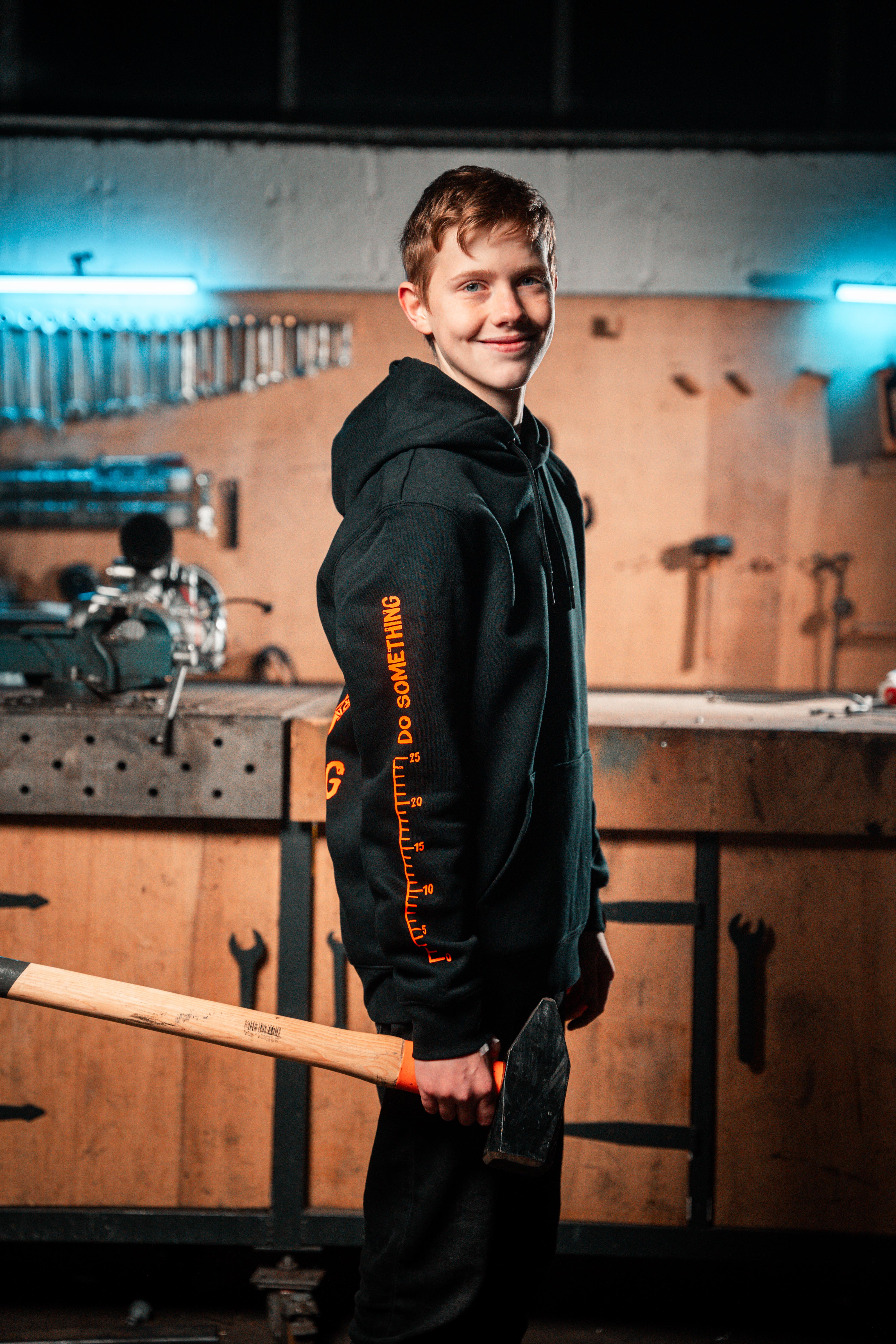 Werkzeug Hoodie – Neon Orange - Kinder - Image 6